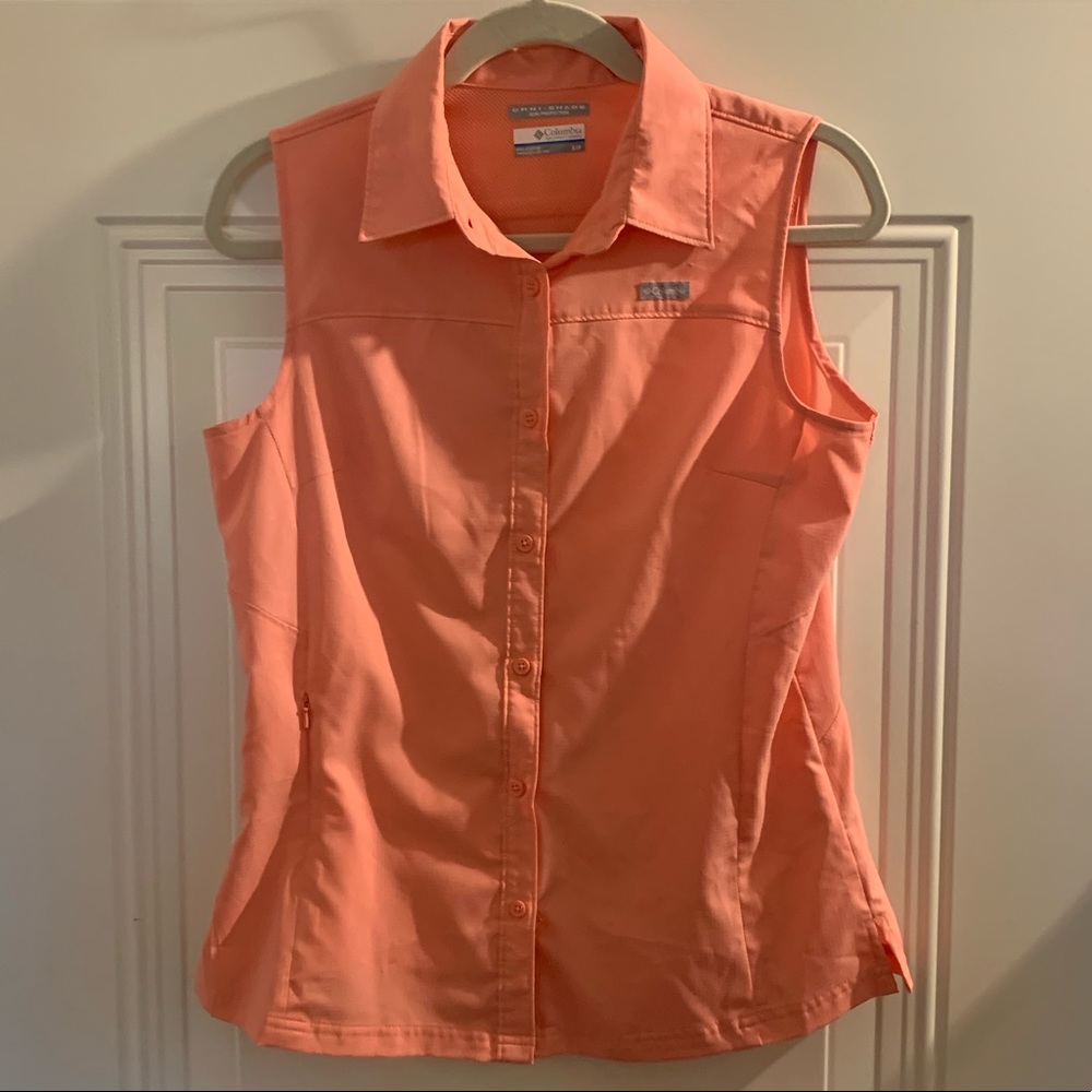 Columbia Omni Shade Sleeveless Shirt Coral Size S